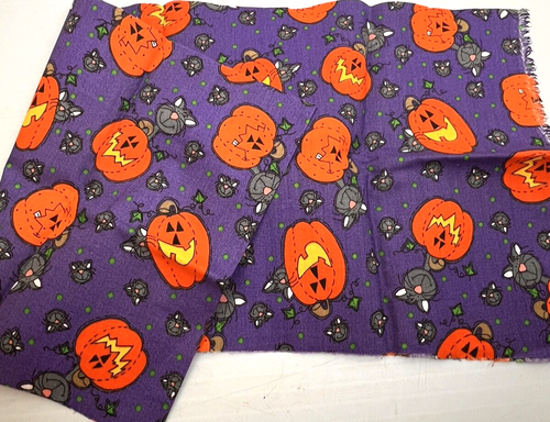 Pièces tissu Halloween automne coton matelassé orange violet noir restes - Photo 6/7