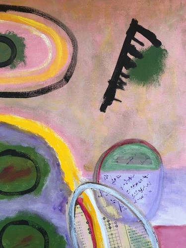 LISTED ARTIST painting ABSTRACT modernist COLLAGE Dr. Benjamin Gross (1922-2006) - Foto 5 di 8