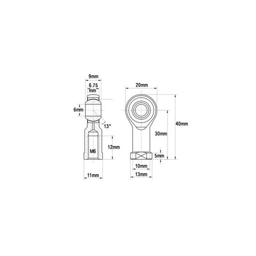 Junta rosa extremo varilla M6 orificio de perno rosca derecha 6 mm Ø x 2 N+ - Imagen 3 de 4