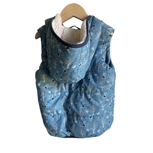 Copper Key Girls Size 4/5 Blue Swan Fleece Lined Full Zip Hoodie Vest - Picture 2 of 7