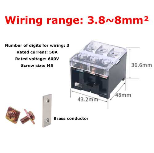 IN Wiring Terminal Base Box 1/2/3Position 20~240A Card Guide Rail Type Wire Post - Picture 11 of 15