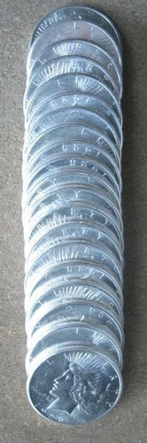 ORIGINAL ROLL 1923-S PEACE SILVER DOLLARS.,. CH/GEM BU