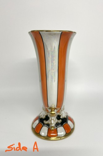 Noritake Deco Era Lusterware Orange & White Vase - Picture 2 of 14
