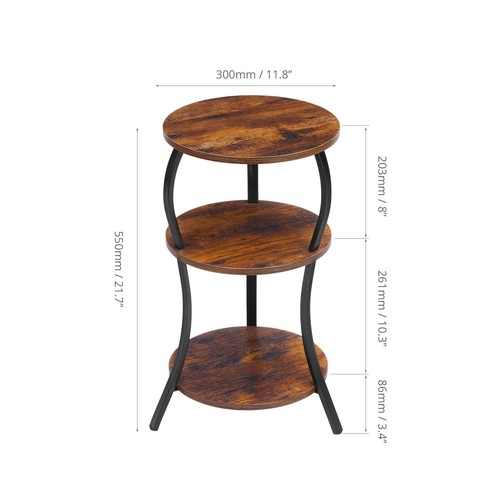 Vintage Small Round Side Table 3-Tier Slim Waist Circular End Table with Stor... - Picture 8 of 9