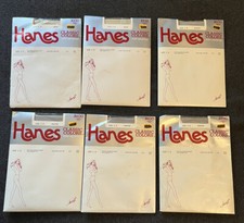 6 Pair New Old Stock Vintage Hanes Classic Colors Pantyhose C-D Pewter and Bone