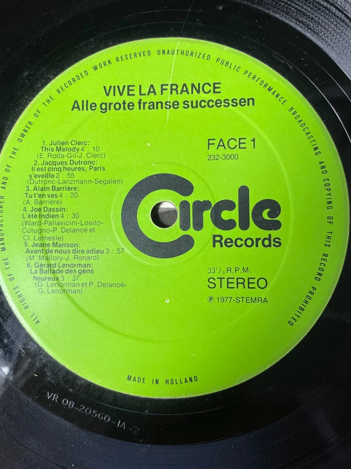 Vive La France 1 - Alle Grote Franse Successen (Holland) Double-LP Vinyl - Image 3 of 4