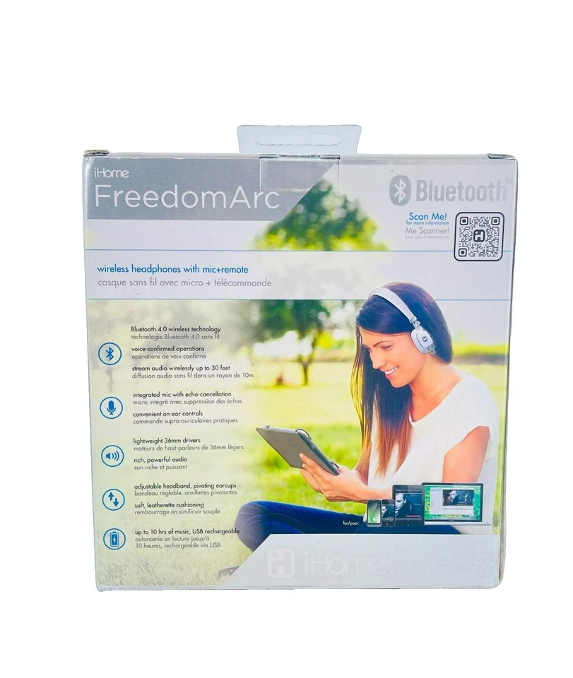 Cuffie Bluetooth Wireless Over-Ear iHome iB81BC Con Microfono Bianche - Immagine 3 di 4