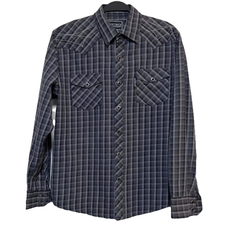 Outback Trading Company USA Flannel Lorado Embroidered Enamel Button Shirt Large