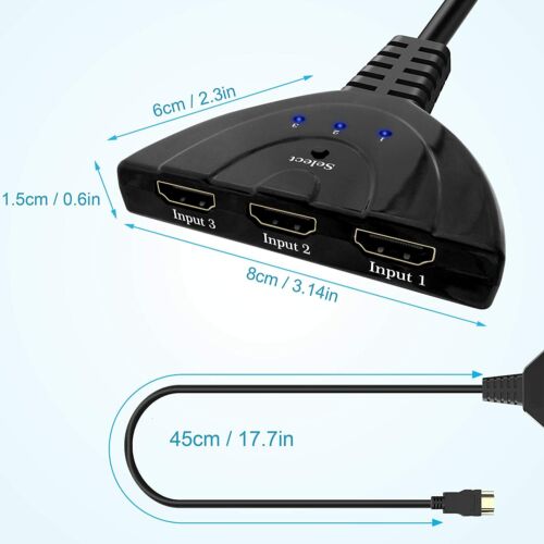 INTERRUPTOR HDMI DIVISOR 3 PUERTOS CON PIGTAIL 3w/ETHERNET 4K FULL HD 1080P REPRODUCTOR 3D - Imagen 3 de 3