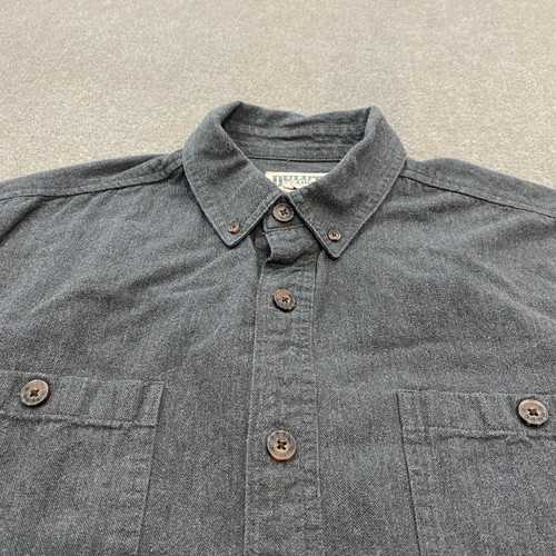 Duluth Trading Flannel Shirt Mens Large Dark Gray Long Sleeve Button Relaxed - Picture 2 of 11