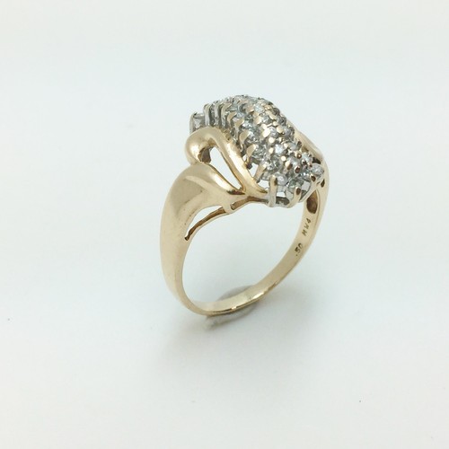 10k Yellow Gold Diamond Cocktail Ring Size 9 1/2 Cluster .50ct Total Weight 4.8g - Picture 4 of 10