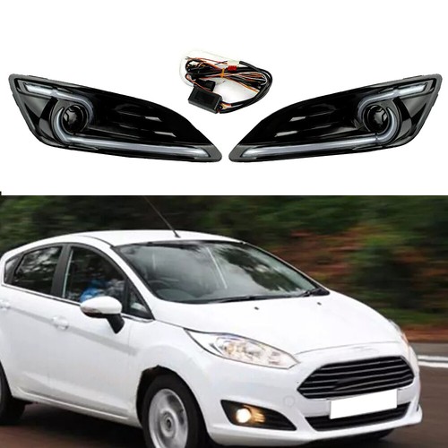 Pair LED DRL Daytime Running Lights Bumper Fog Lamps For Ford Fiesta 2013-2016 - Picture 11 of 11