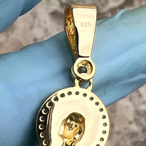 2Ct Round Lab-Created Diamond 14K Yellow Gold Plated San Judas St Saint Pendant - Picture 5 of 8