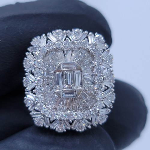18k white gold cluster diamond earrings french clip - Picture 16 of 21