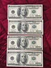 4 Consecutive Series 2006 KF 100 Dollar Bills  Mint Condition  hard To Find