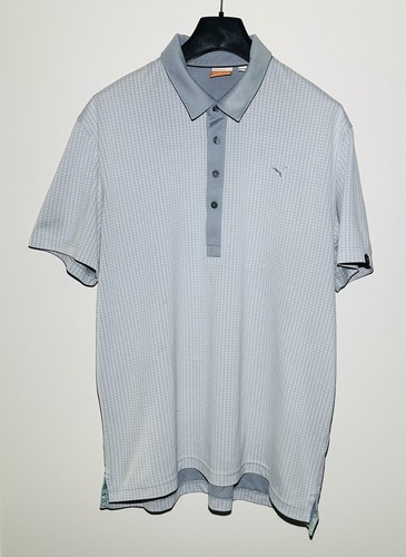 Puma Golf Men's Polo Shirt Size XL Grey Patterned Stretch Active Wear Puma Way 1 - Foto 2 di 11