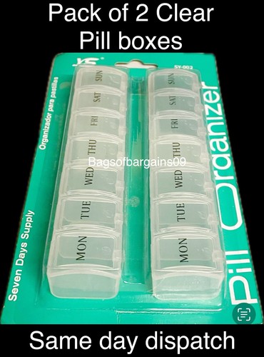 2 X 7 DAY LARGE PILL BOX HOLDER TABLET CONTAINER ORGANISER DISPENSER STORAGE - Picture 3 of 3