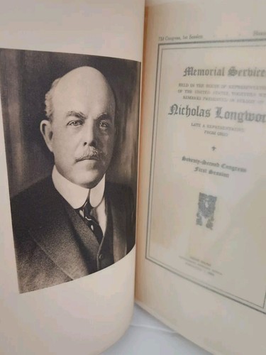 Nicholas Longworth Memorial Addresses Delivered In Congress Ohio Book 1932 - Picture 3 of 3