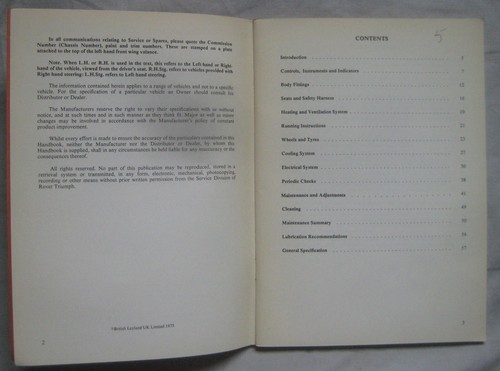1975 Triumph Toledo 1300 Owner's Handbook Pub, No. 545116 - Picture 3 of 3