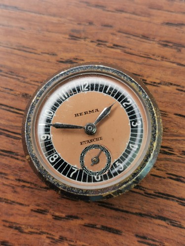 Rare 1940s Herma Etanche Mens Hermetic/Monobloc Bullseye Dial Watch, Restoration - Picture 4 of 15