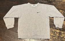 Vintage Nike Embroidered Swoosh Grey Pullover Crewneck 90s Sweatshirt USA Made