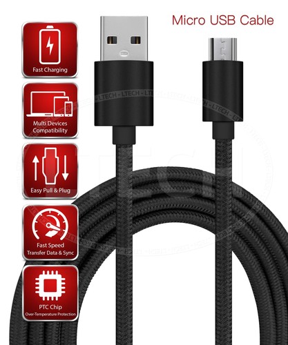 Charging Cable for Samsung Galaxy A10s Charger Micro USB Cable Nylon Braided - Picture 2 of 21