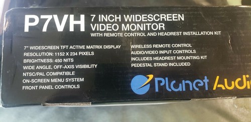 P7vh 7 Inch Widescreen Car Audio Video Monitor Planet Audio w remote headrest - Picture 2 of 6