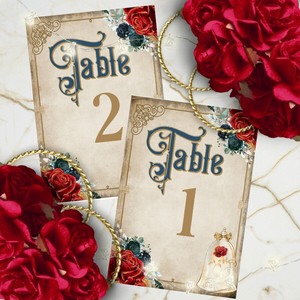Beauty The Beast Table Number Cards Fairytale Number Cards