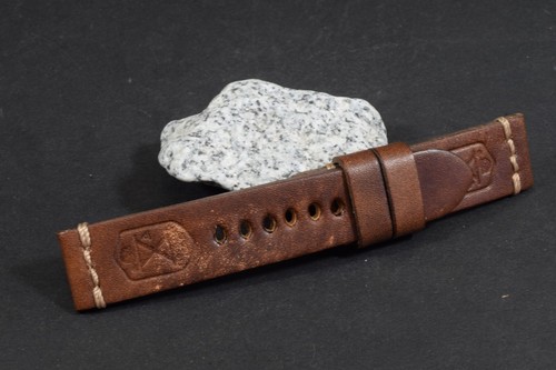CORREA RELOJ 22/22 115/75 MM MARRON OIL BROWN X GENUINA PIEL APTA PANERAI 427 - Imagen 5 de 6