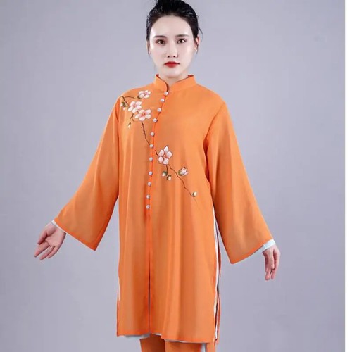 Women Soft Silk Satin Tai Chi Suit Kung Fu Wushu Martial Uniform Jacket Pants - Picture 6 of 16