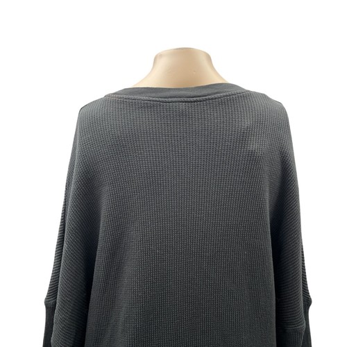 Suéter túnica gris manga dolman de gran tamaño tejido gofre Free People para mujer XS - Imagen 9 de 10