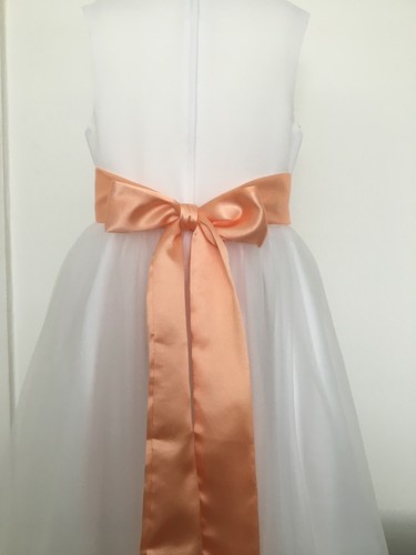 PEACH SILKY SATIN SASH IN ASSORTED WIDTHS AND LENGTHS *UK MADE/SELLER* - Picture 4 of 9