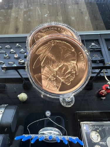 New 5 oz Buffalo Copper Round Golden State Mint With Acrylic Capsule - Picture 11 of 12