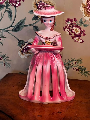 Very Rare Vintage KREISS Pink Lady Napkin Holder With Salt And Pepper Girls - Picture 11 of 14