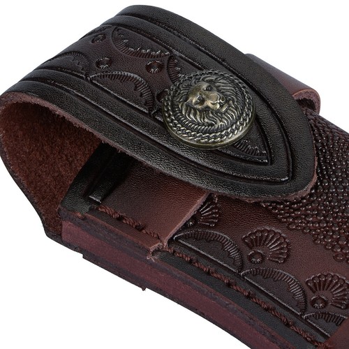4" Folding Knife Holder Sheath Leather Storage Pouch With Snap Closure Belt Loop - Picture 10 of 20