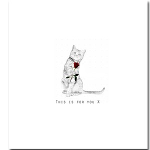 cute cat card cat with rose blank inside love anniversary