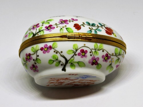 LIMOGES BOX- TIFFANY & CO. PRIVATE STOCK - LE TALLEC - FLORAL EGG -FLOWERS- 1989 - Picture 5 of 11