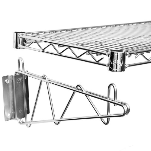 14" x 48" Commercial Kitchen Restaurant Chrome Wire Wall Mount Shelf Vented NSF - Picture 3 of 12
