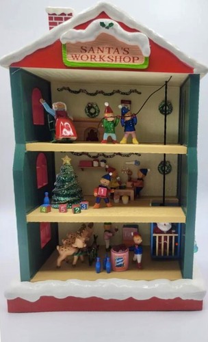 Vintage Christmas Eve Santa's Workshop NEW & TESTED Motion Lights Music Voice - Picture 5 of 13