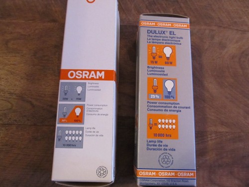 TWO OSRAM DULUX EL ENERGY SAVER LAMPS 20 WATT / 15 WATT - Picture 2 of 2