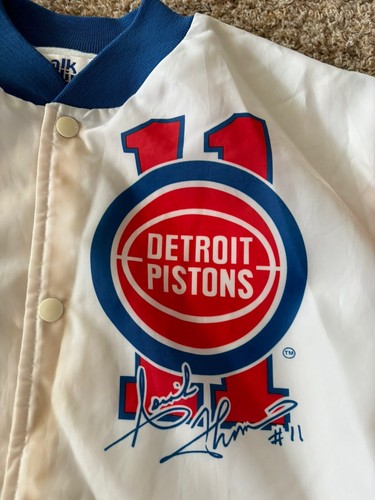 Vintage 90s Isaiah Thomas Detroit Pistons Chalk Line Fanimation Jacket USA Large - Picture 3 of 7