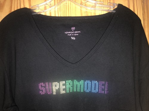 Victoria’s Secret Supermodel Black cotton T-shirt dress long sleeve Xl - Picture 7 of 7