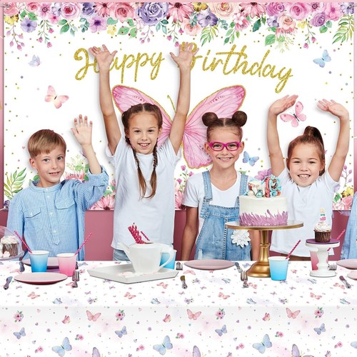 Charming Pink & Purple Butterfly Birthday Decorations: Arch, Banner & More - Picture 9 of 9