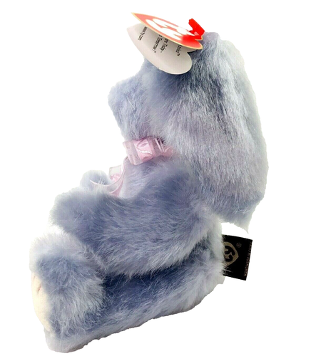 TY Attic Treasures Blue Purple Azalea Fuzzy Bunny Rabbit 8" Jointed Plush Tag  - Picture 2 of 7