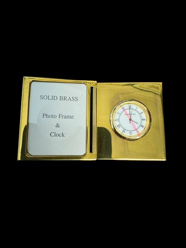 Vintage Hamilton Solid Brass Desk Clock / Photo Frame (Brand New) - Picture 2 of 4