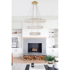 Crystal Chandelier Light Fixture Halo Ring Modern Foyer or Dining Room Ceiling