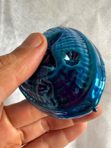 Vintage Mercury Glass Christmas Ornament Double-sided Embossed Clear Opaque Blue - Picture 5 of 8