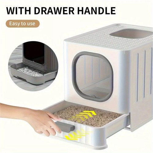 Enclosed Cat Litter Box Large Covered Kitty Litter Box with Lid Anti-Splashing - Picture 14 of 14