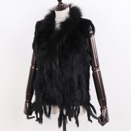 Hot Sale Women Real Rabbit Fur Vest Knitted Tassels Real Rabbit Fur Waistcoat - Bild 18 von 20