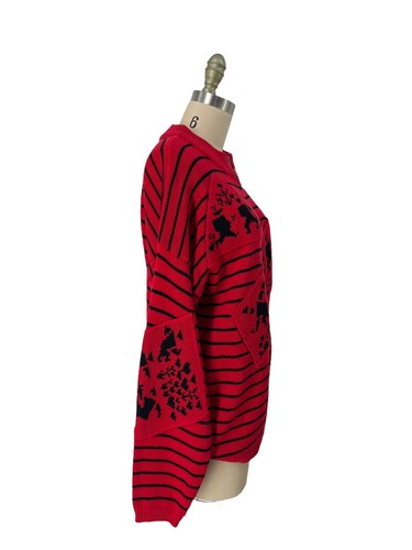 VTG 80s Jamie Scott Dancing Guys Red Black New Wave Knit Pullover Sweater SZ M - Picture 6 of 9